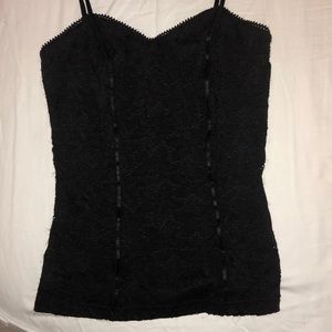 Floral Lined Black Tank